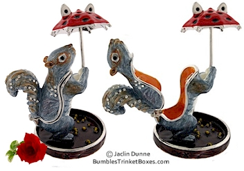 Squirrel with Umbrella Trinket Box