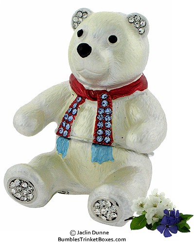 White Teddy Bear on Trinket Box Item  Eb 991097 White Teddy Bear