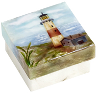Capiz shell trinket box- lighthouse.