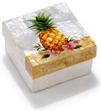 Golden pineapple with flowers trinket box.